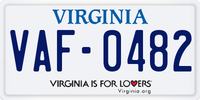 VA license plate VAF0482