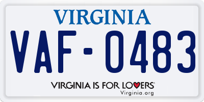 VA license plate VAF0483