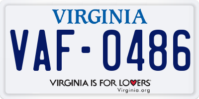 VA license plate VAF0486