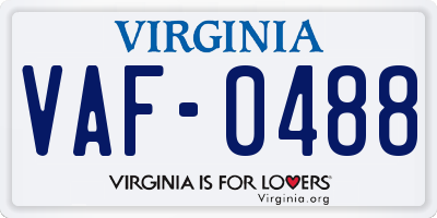 VA license plate VAF0488