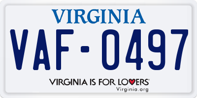 VA license plate VAF0497