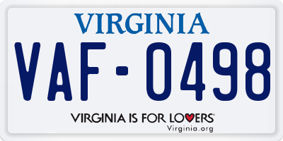 VA license plate VAF0498