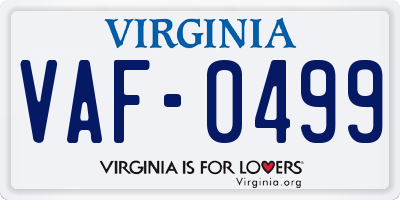 VA license plate VAF0499