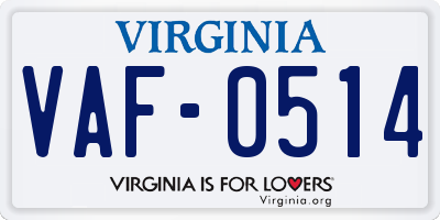 VA license plate VAF0514