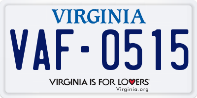 VA license plate VAF0515