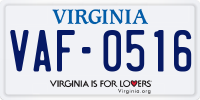 VA license plate VAF0516