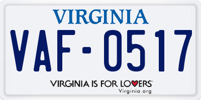VA license plate VAF0517