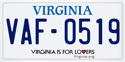 VA license plate VAF0519