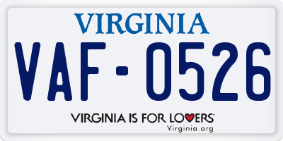 VA license plate VAF0526
