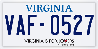 VA license plate VAF0527