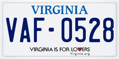 VA license plate VAF0528