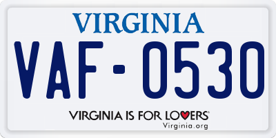 VA license plate VAF0530