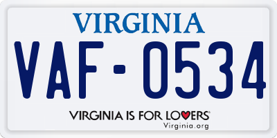 VA license plate VAF0534