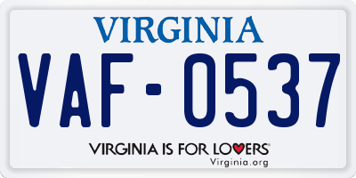 VA license plate VAF0537