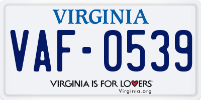 VA license plate VAF0539