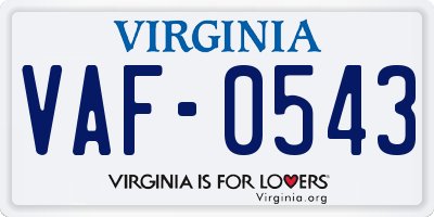 VA license plate VAF0543
