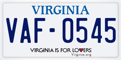 VA license plate VAF0545
