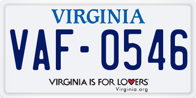 VA license plate VAF0546