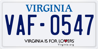 VA license plate VAF0547