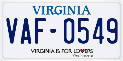 VA license plate VAF0549