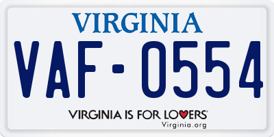 VA license plate VAF0554