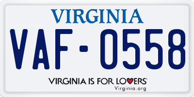 VA license plate VAF0558