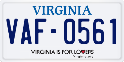 VA license plate VAF0561