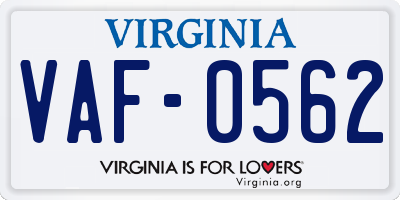 VA license plate VAF0562