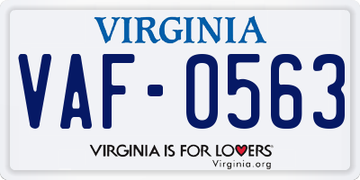 VA license plate VAF0563