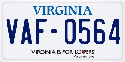 VA license plate VAF0564