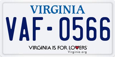 VA license plate VAF0566