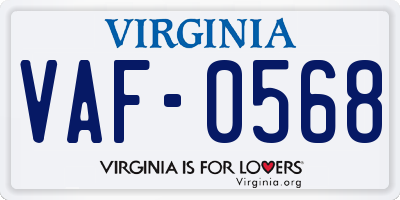 VA license plate VAF0568