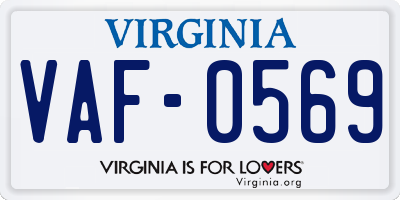 VA license plate VAF0569