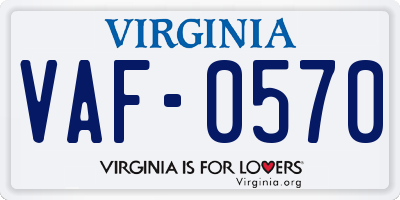 VA license plate VAF0570