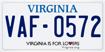 VA license plate VAF0572