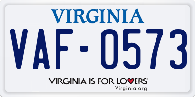 VA license plate VAF0573