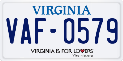 VA license plate VAF0579