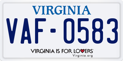 VA license plate VAF0583