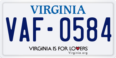 VA license plate VAF0584