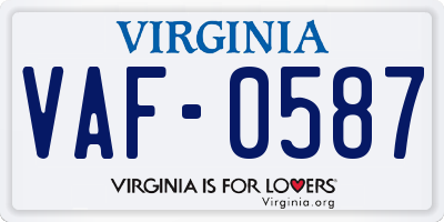 VA license plate VAF0587