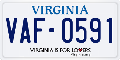 VA license plate VAF0591