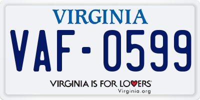 VA license plate VAF0599