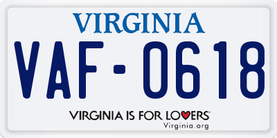 VA license plate VAF0618