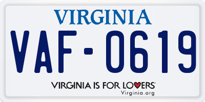 VA license plate VAF0619