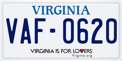 VA license plate VAF0620