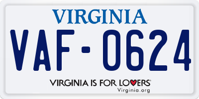 VA license plate VAF0624