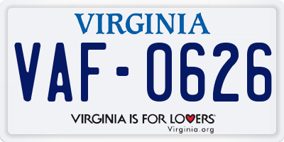 VA license plate VAF0626