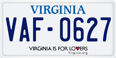 VA license plate VAF0627