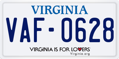 VA license plate VAF0628