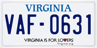 VA license plate VAF0631